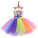 Kids Girls Unicorn Design LED Lights Sequin Tutu Dress for Halloween