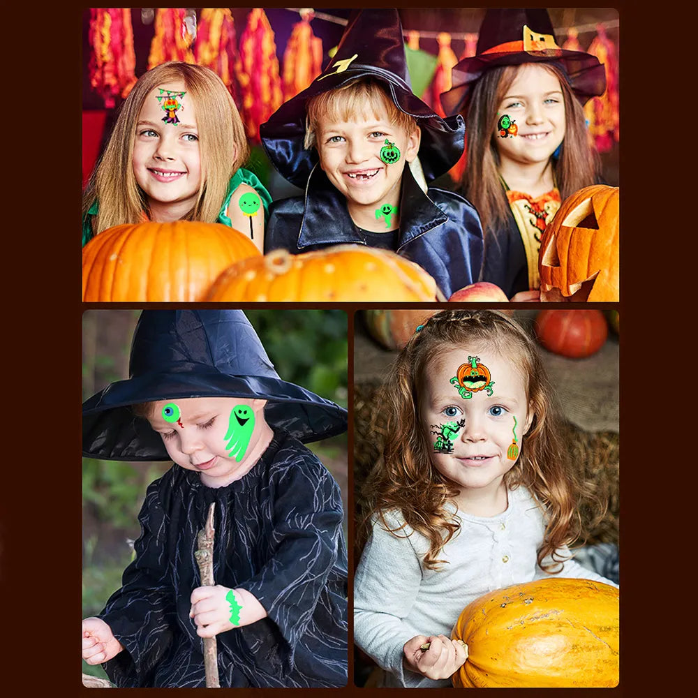 Cute Funny 10Pcs Luminous Halloween Tattoo Stickers childrensterritory