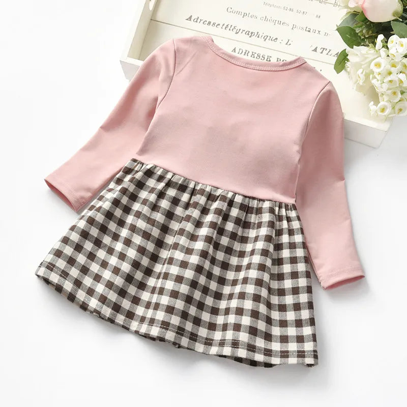 Toddler Girls: Plaid Long-sleeved Princess Dresses childrensterritory