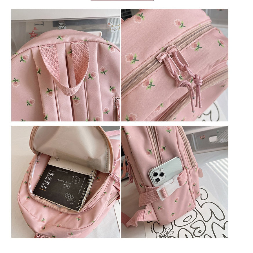 Floral Backpack for Girls with Personalized Embroidery Name childrensterritory