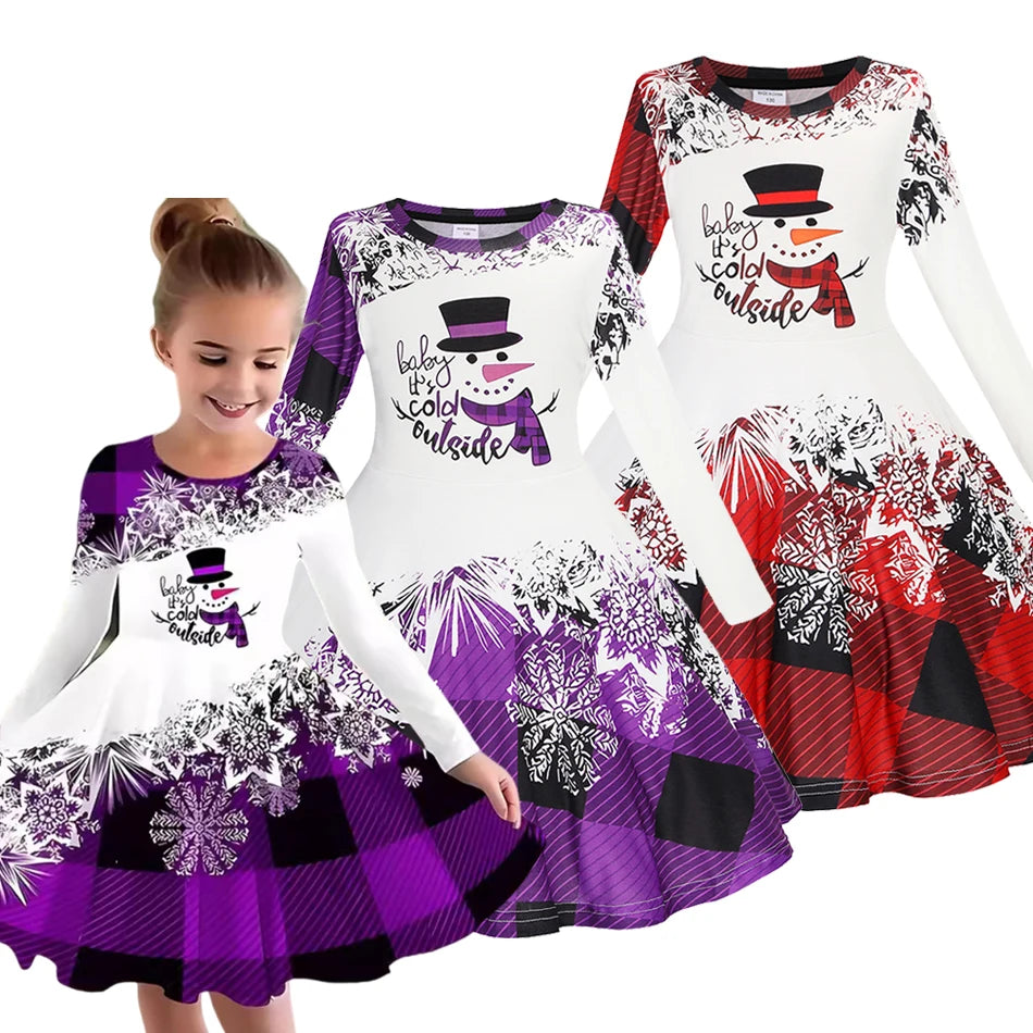 Kids Girls Christmas Party Long Sleeve Costume childrensterritory