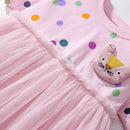 Kids Girls Cartoon Cat Embroidered Pink Summer Dress childrensterritory