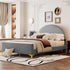 Platform Bed with Velvet Upholstery and Semi-Circular Headboard childrensterritory