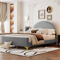 Platform Bed with Velvet Upholstery and Semi-Circular Headboard childrensterritory