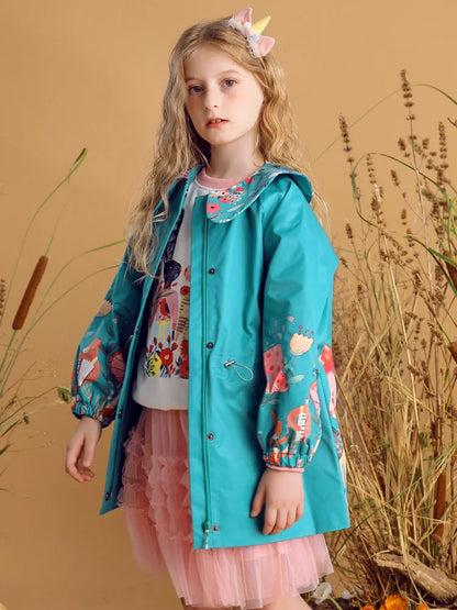 Floral Print Zip Closure Girls&