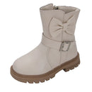 Kids Solid Color Long Snow Boots with Buckle Design childrensterritory