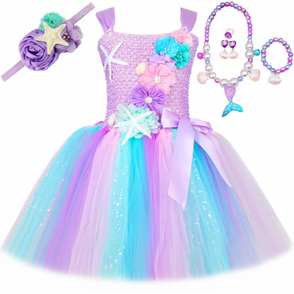 Girls Mermaid Style Tutu Princess Birthday/Halloween Party Dresses