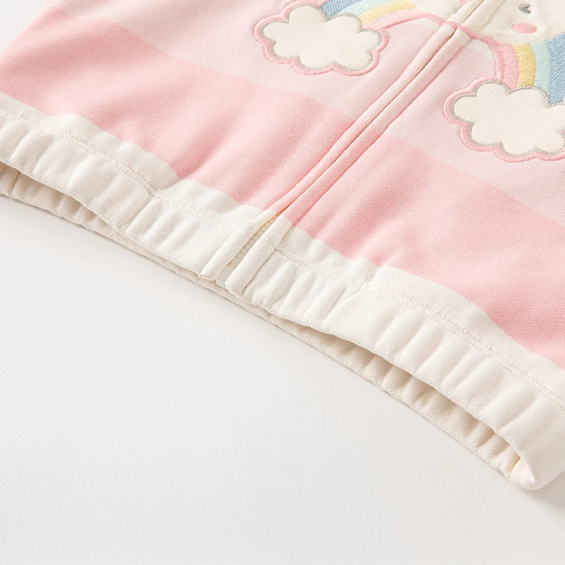 Girls Cartoon Printed Striped Hooded 2pcs Tracksuit childrensterritory