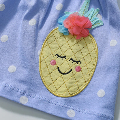 Cartoon Pineapple Print Kids Girls Summer Clothing Set childrensterritory