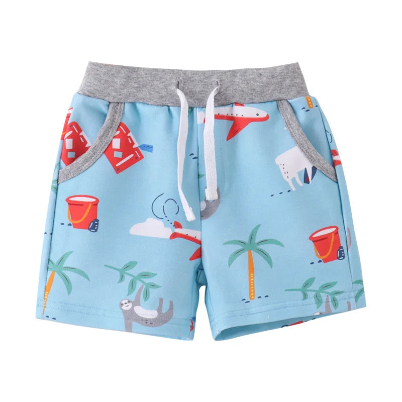 Kids Boys Jungle Theme Print Cotton Short Pants for Summer