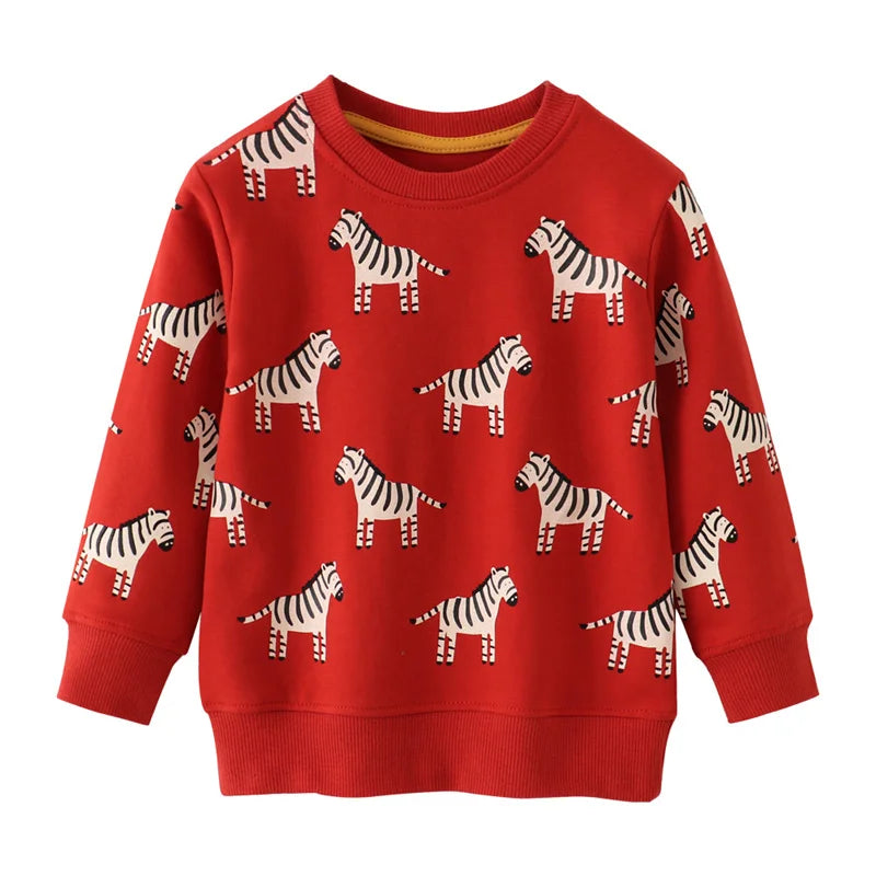 Cartoon Animal Print Long Sleeve Kids Boys Sweatshirts