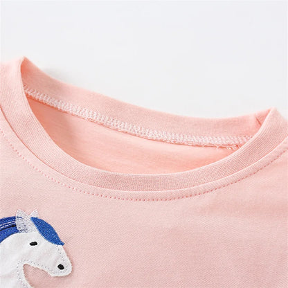 Unicorn and Ice Cream Embroidery Summer Tops for Girls
