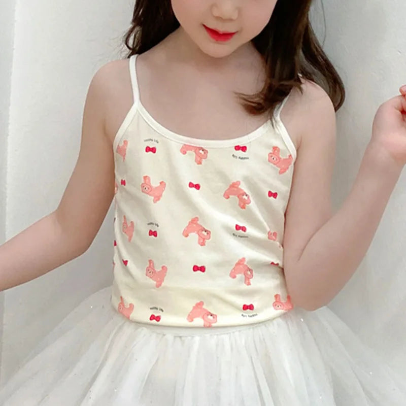 Young Girls Cartoon Design Soft Cotton Camisoles childrensterritory