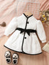 Girls’ Long-Sleeve Winter Dress with Belted Design childrensterritory