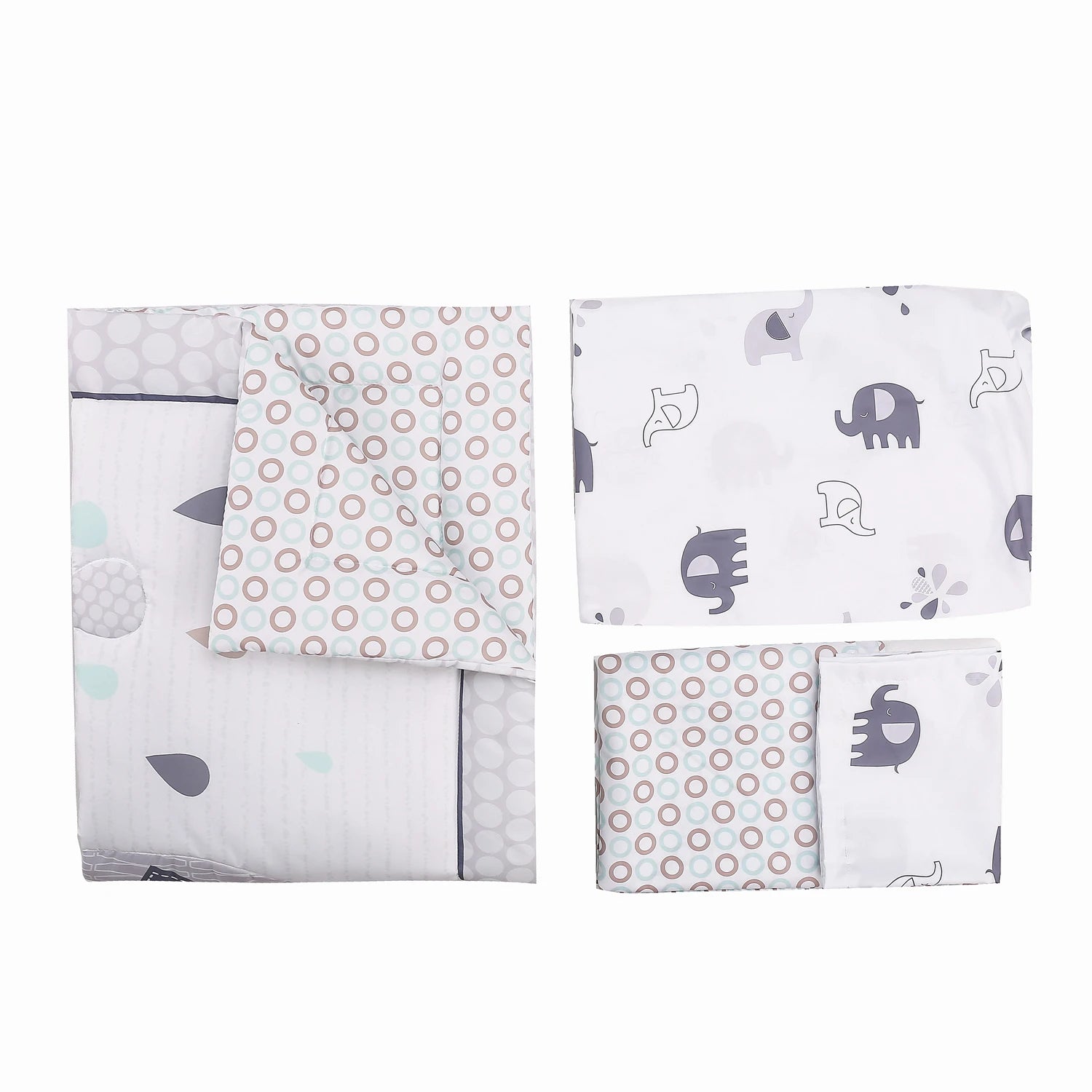 Cartoon Elephant Print 3Pcs Baby Bedding Set