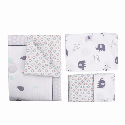 Cartoon Elephant Print 3Pcs Baby Bedding Set