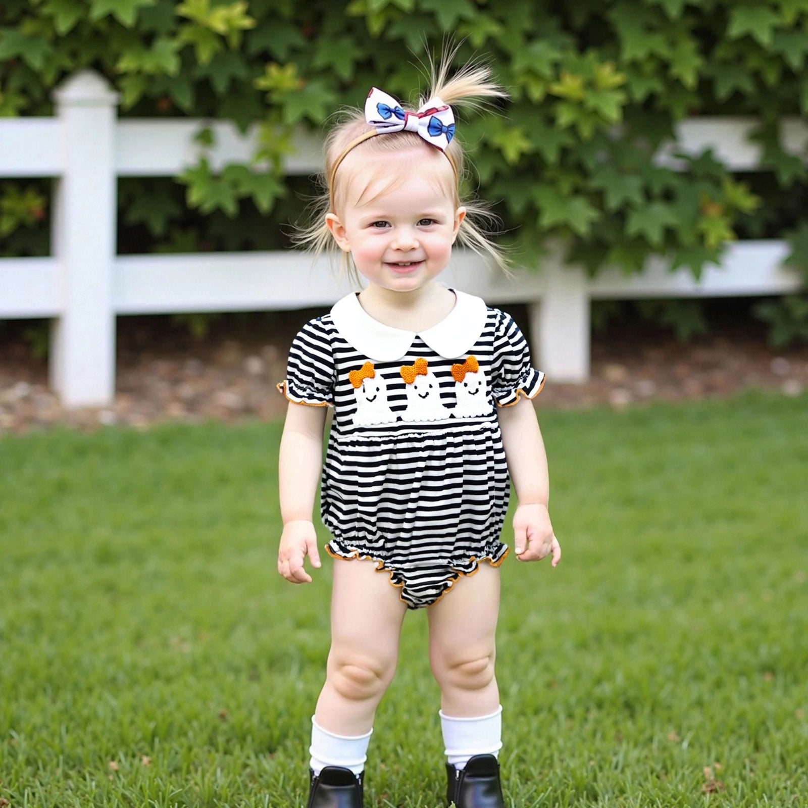 Baby Girl Doll Collar Striped Romper for Halloween