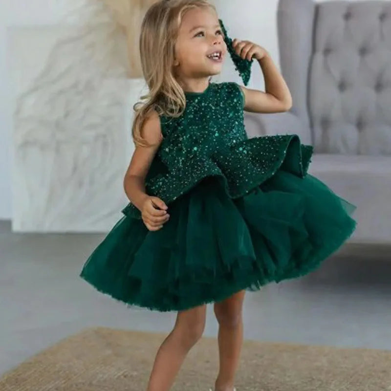 Lalic Beadings Design Tiered Tulle Flower Girl Dresses