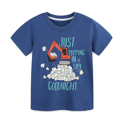 Little Boys Cartoon Excavator Print Summer Tracksuit childrensterritory