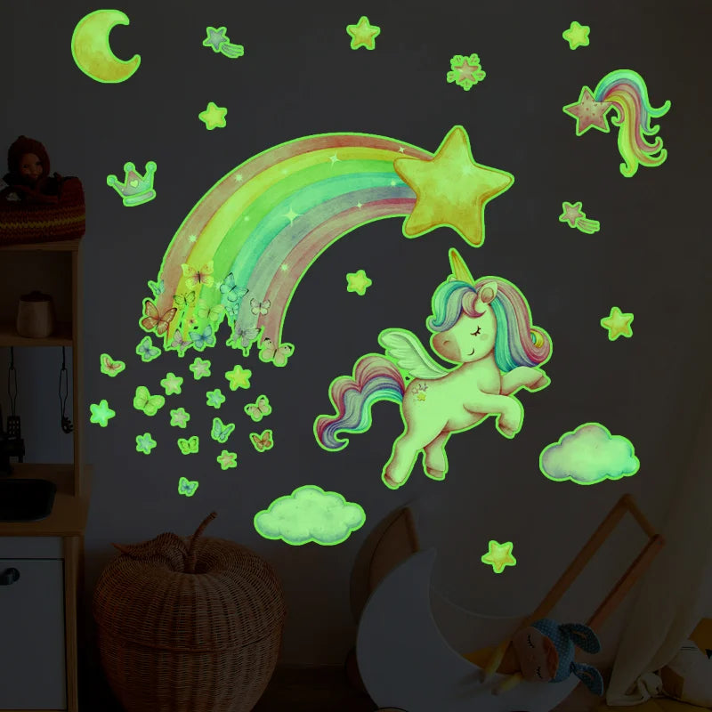 Shine In The Dark Unicorn Stars Wall Stickers for Bedroom childrensterritory