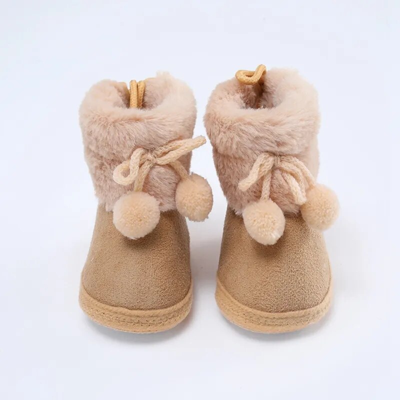 Soft Sole Furry Snow Boots First Walkers for Baby Girls childrensterritory