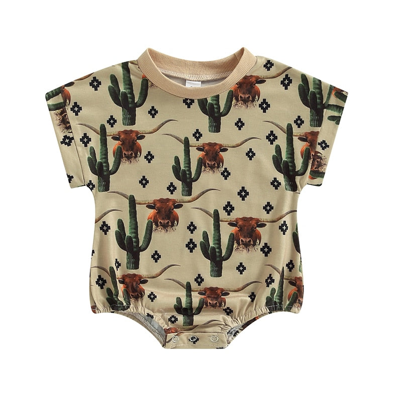 Baby Cactus Print Short Sleeve Romper