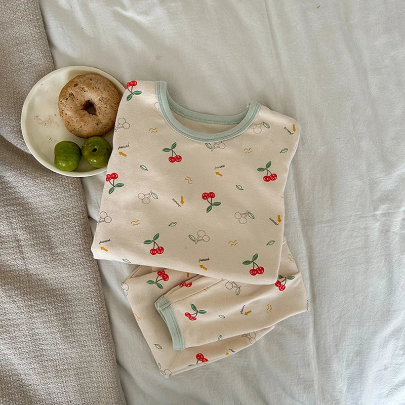 Floral Print Long Sleeves Warm Little Boys/Girls Winter Pajamas Set childrensterritory