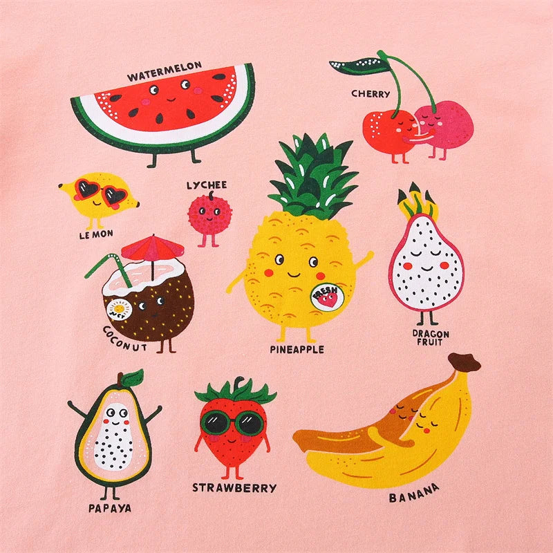 Girls Cartoon Print Casual Summer T-Shirts