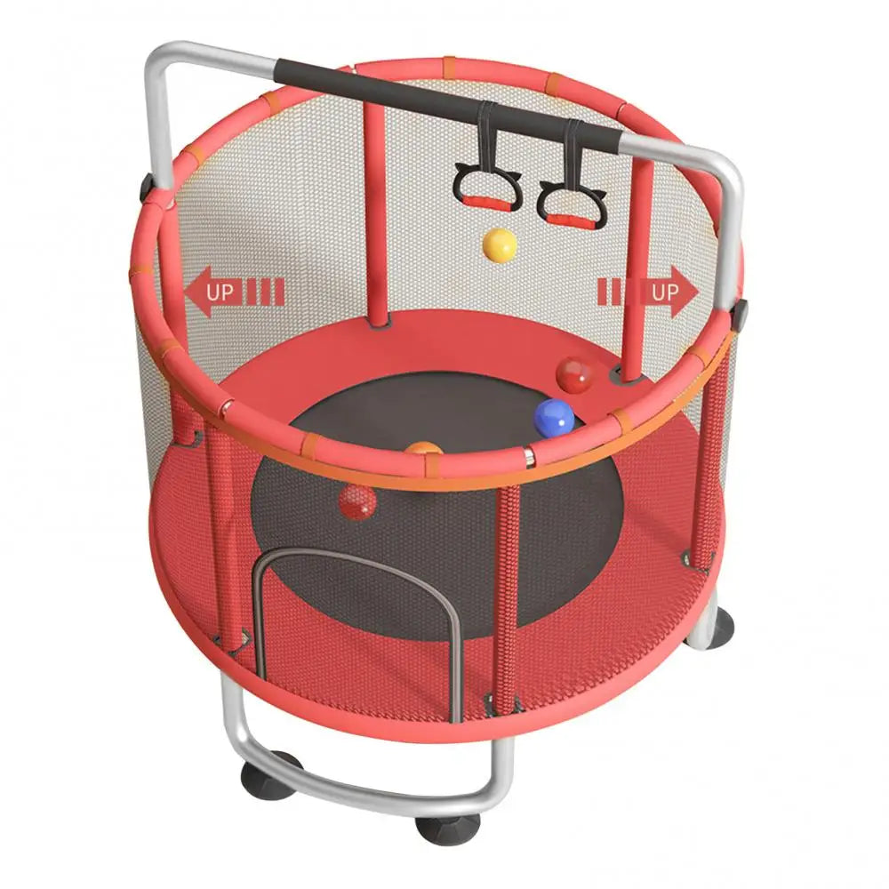 Adjustable Kids Trampoline with Basketball Hoop, Swing, Sandbag