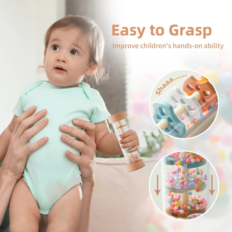 Colorful Rainbow Hourglass Rain Music Rattle Toys for Baby childrensterritory