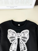 Girls Bow Design Long Sleeves Casual Clothing Set childrensterritory