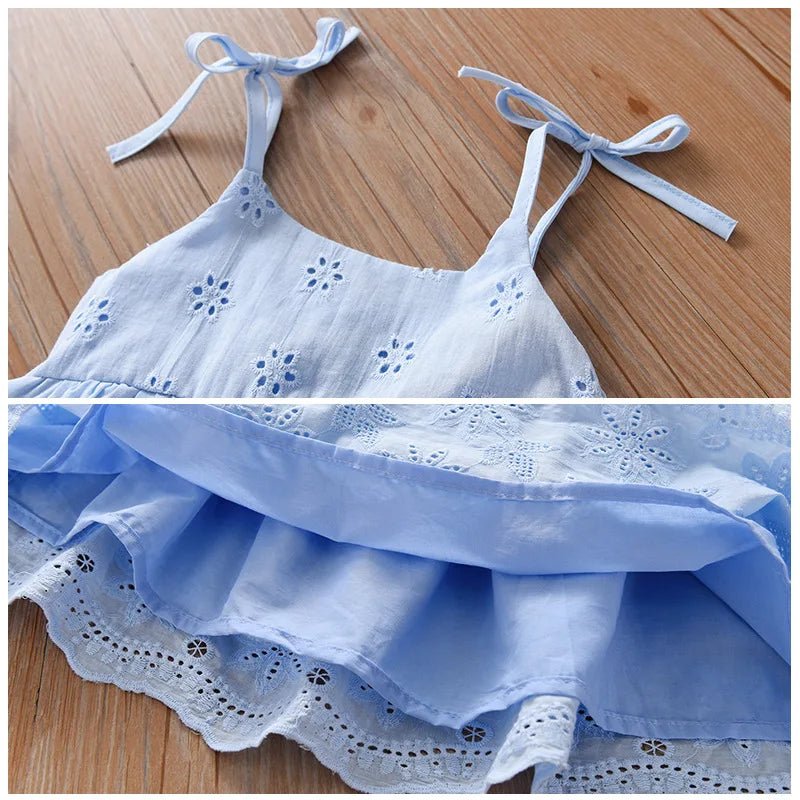 Little Girls Hollow out Lace Princess Tutu Party Dress for Summer