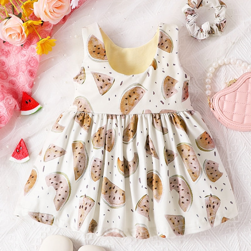 Watermelon Print Dress with Headband for Baby Girl childrensterritory