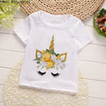 Unicorn Floral Cartoon Printed Girls Summer Tees childrensterritory