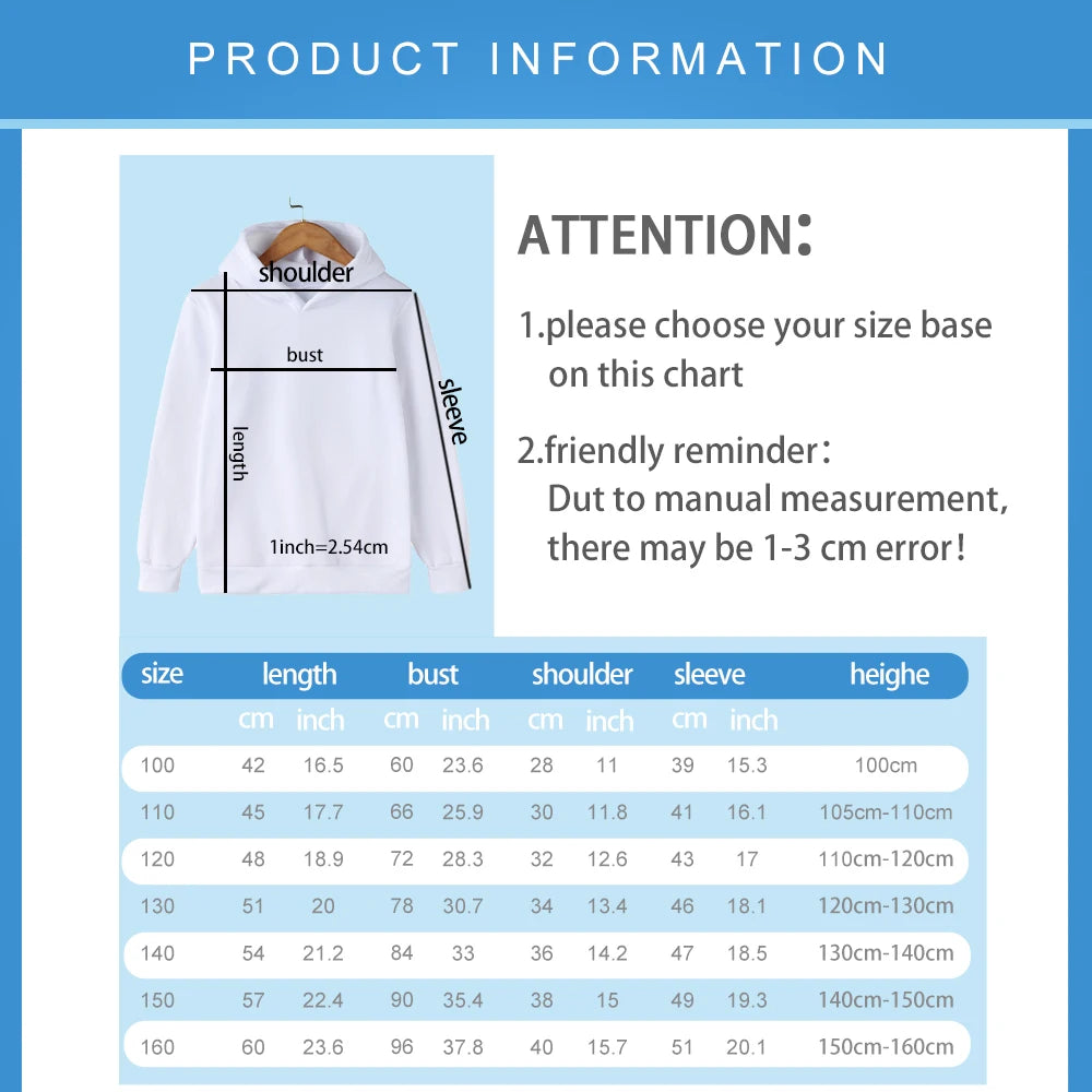 Cute Cartoon Printed Warm Hoodies for Girls' and Boys'