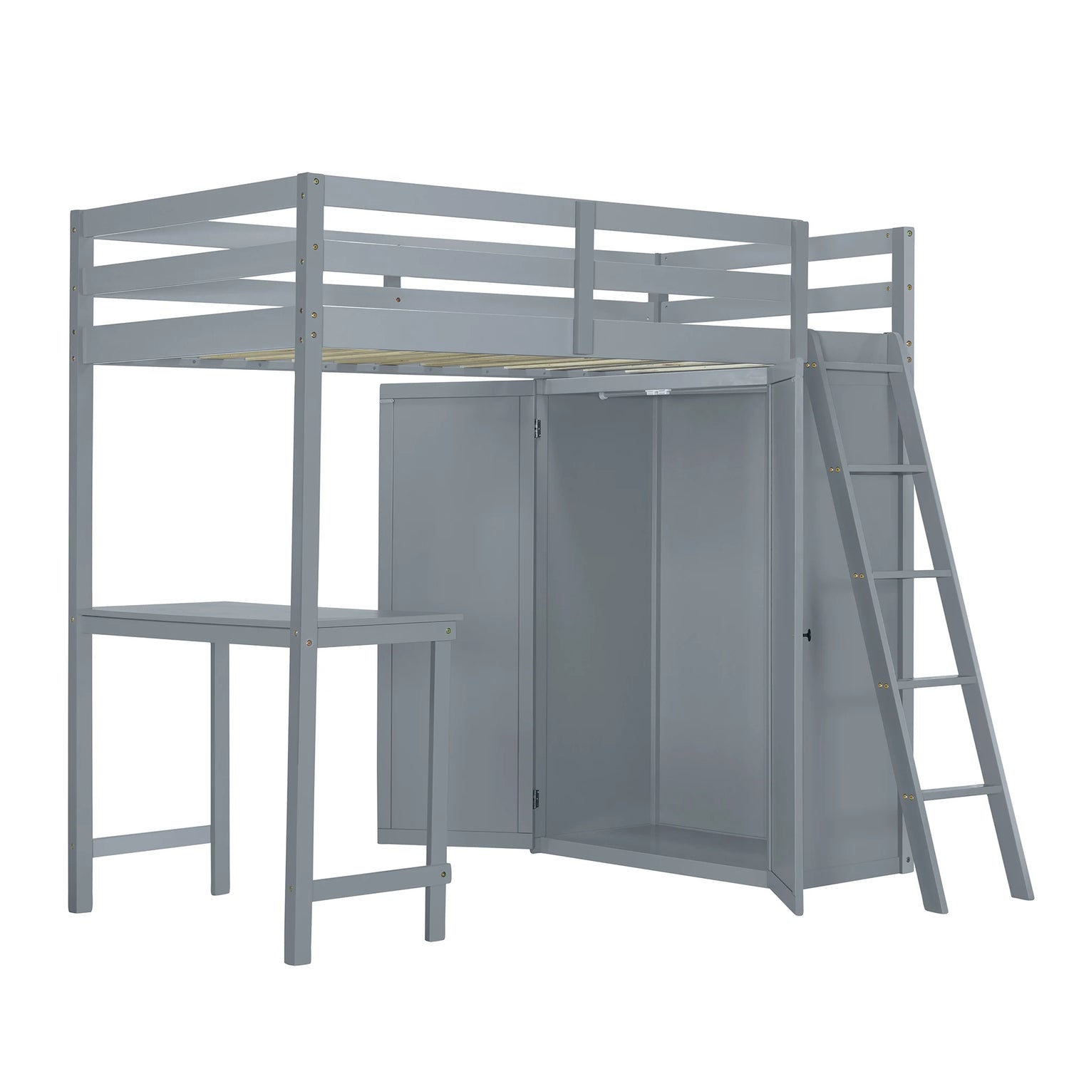 Loft Bed Made of Wood with Desk and Wardrobe for Bedroom childrensterritory