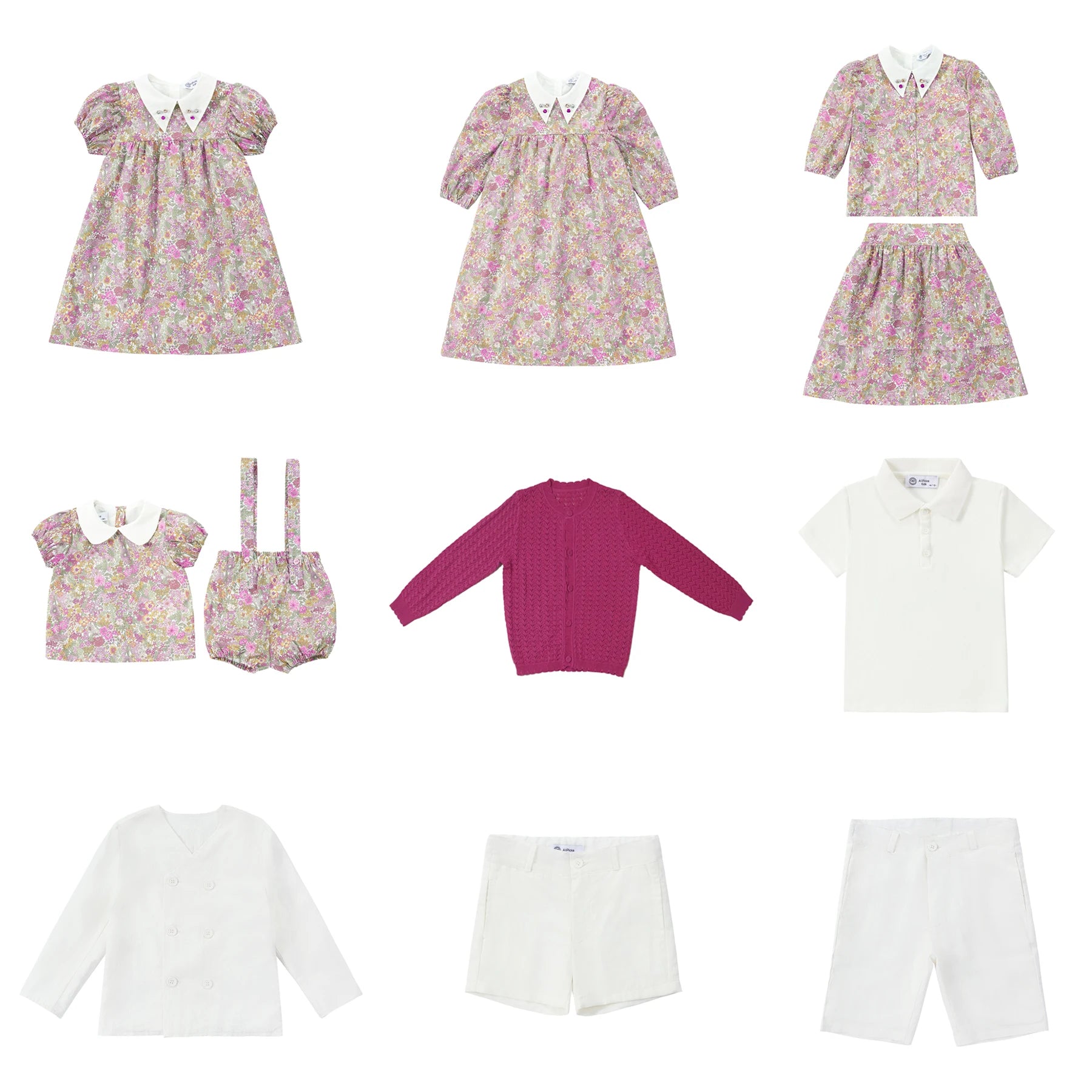 Collar Design Summer Matching Clothing Set childrensterritory