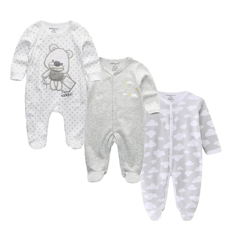Long Sleeve Overall Printed Baby Zipper Rompers