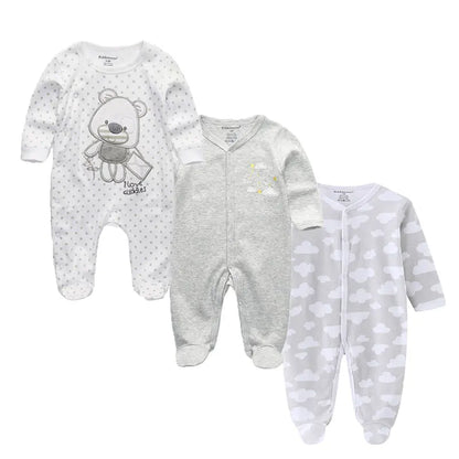 Long Sleeve Overall Printed Baby Zipper Rompers