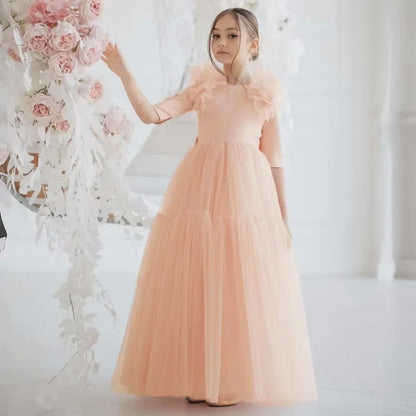 Tulle Flower Girl Dresses With Bow For Wedding Birthday