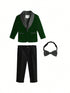 Kids Boys Formal Velvet Suit Set With Bowtie childrensterritory
