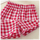 2Pcs Baby Girls Short Sleeved Tees and Plaid Shorts Outfit Set childrensterritory