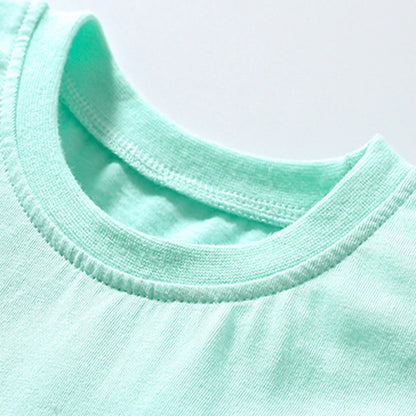 Animal Cats Appliques Little Girls Shorts Sleeve T Shirts childrensterritory