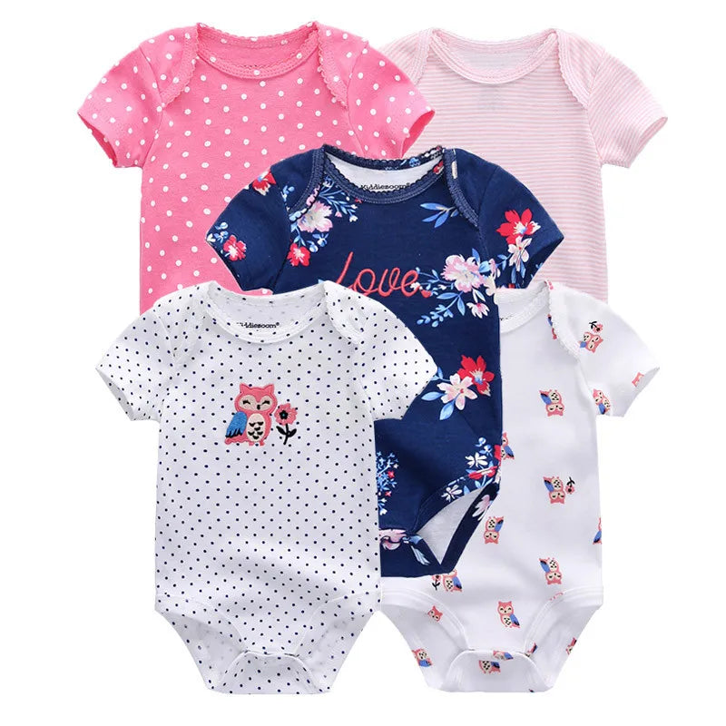 Short Sleeves Cartoon Print Soft Bodysuits For Baby Boys And Girls childrensterritory