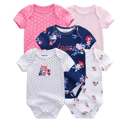 Short Sleeves Cartoon Print Soft Bodysuits For Baby Boys And Girls childrensterritory