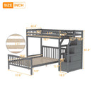 L-Shaped Twin-Over Bunk Bed with Ladder and 3 Storage Grids childrensterritory