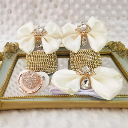 Luxury Keepsake Diamond Baby Bottles and Shoes Headband Set childrensterritory