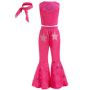 Kids Girls Starry Vest Top Pants Scarf Barbie Costume for Halloween