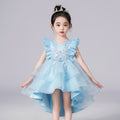 Lace Flower Embroidery Fluffy Mesh Trailing Girls Party Dresses childrensterritory