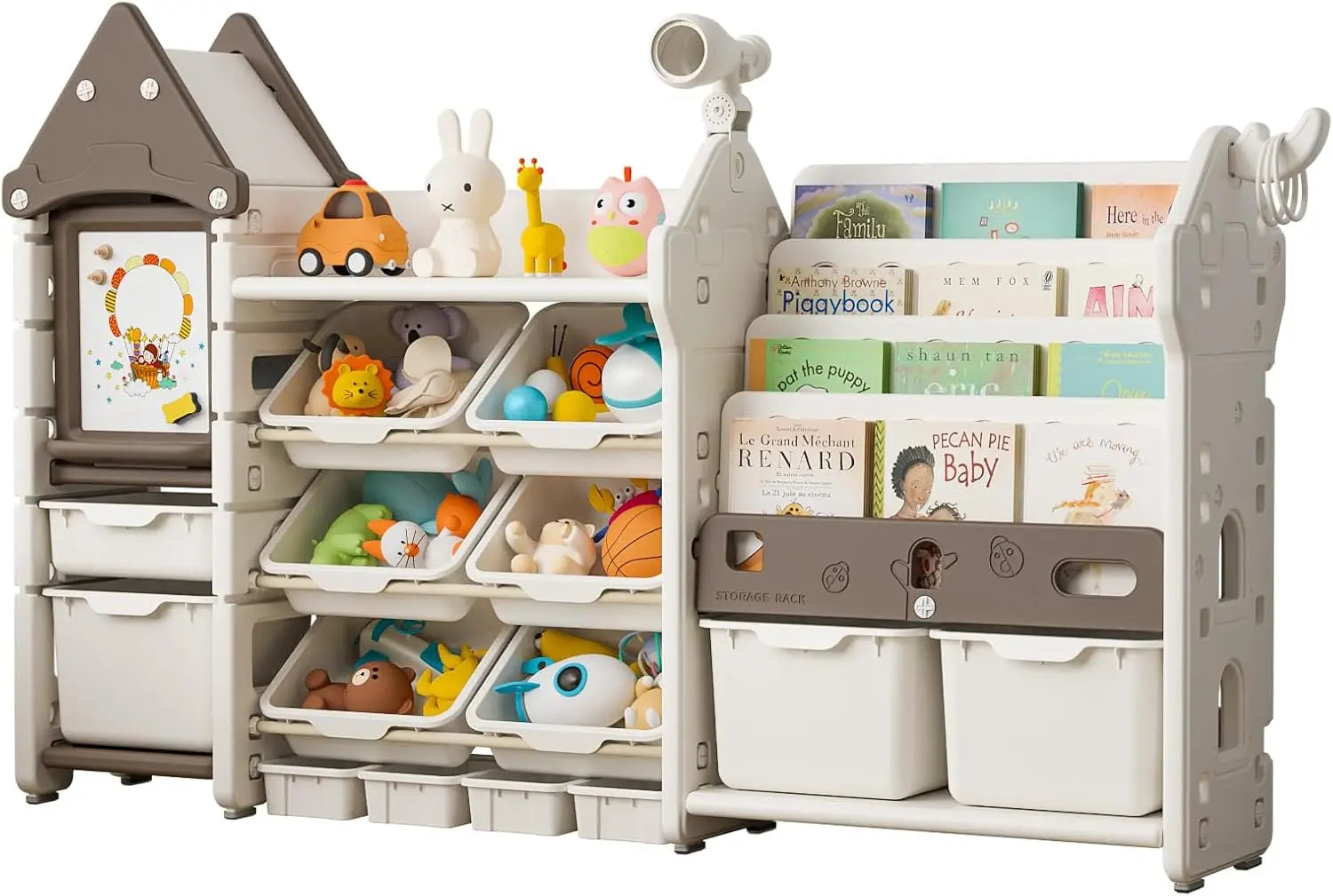 Kids Magic Castle Design Toy Storage Organizer with Telescope